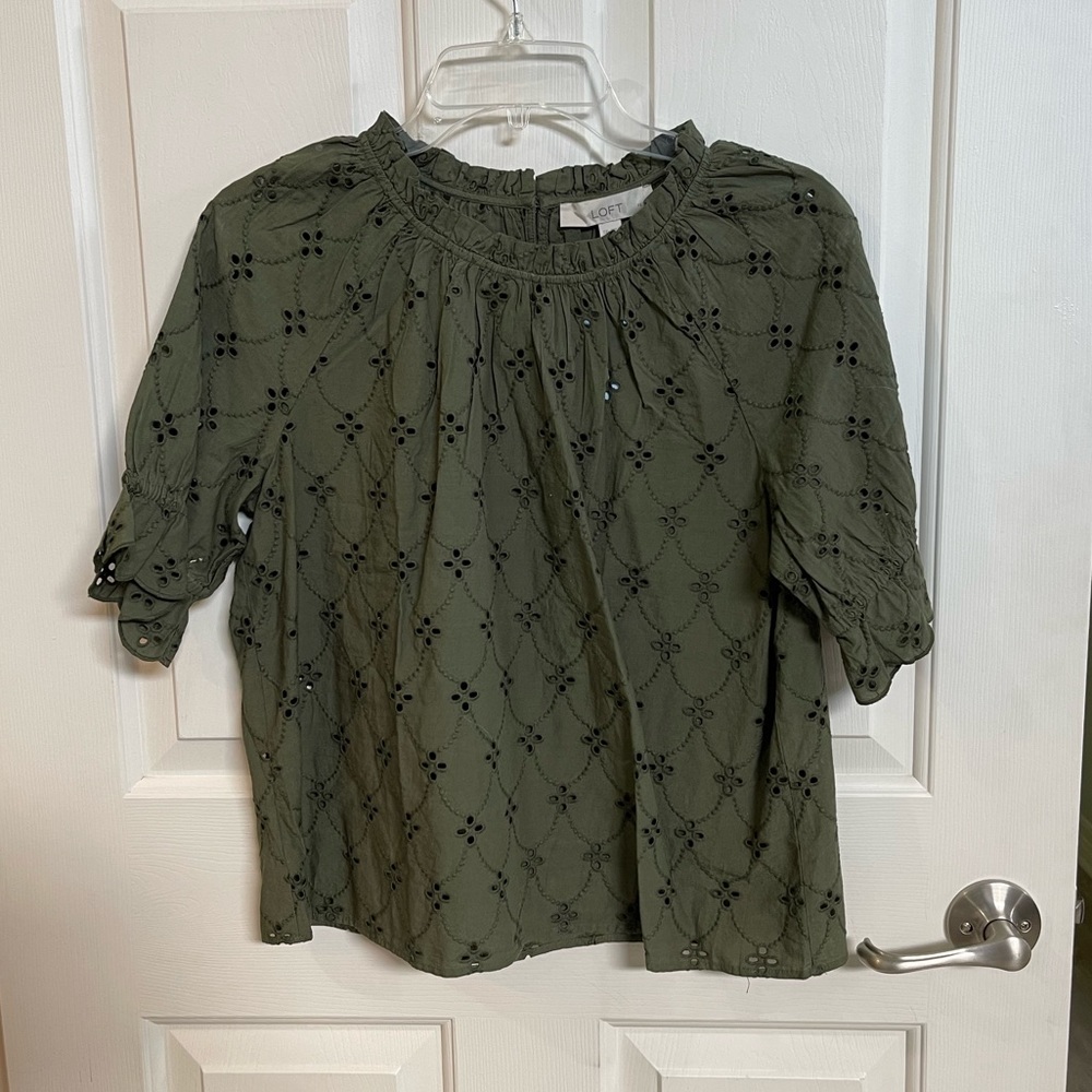 Loft petite small green blouse